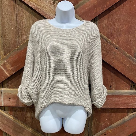 Berretti Sweaters - Berretti Woman's Oversize Drape Sweater Grey Shimmer One Size Italy 10% Wool